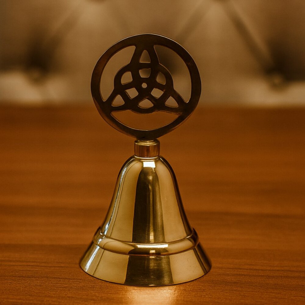 Celtic Knot Brass Bell: 4" Spiritual Home Decor Gift